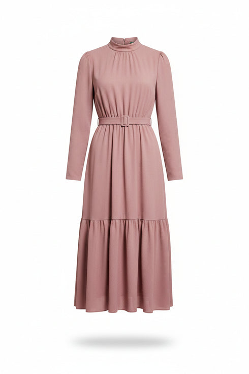 Elegant Midi Dress in Dusty Rose