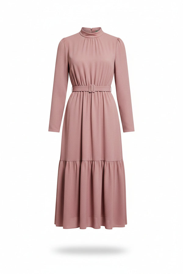 Elegant Midi Dress in Dusty Rose