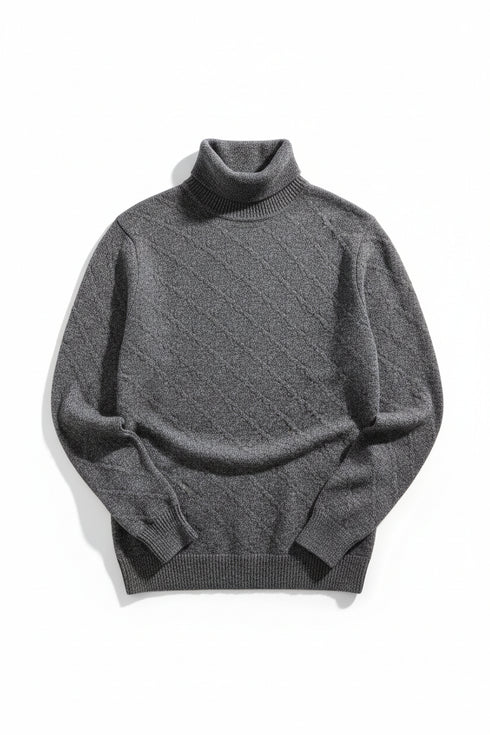 Men's Grey Wool Turtleneck Sweater