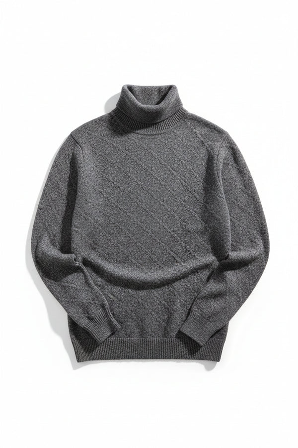 Men's Grey Wool Turtleneck Sweater